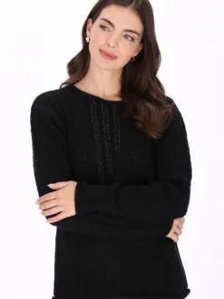 Usha Damen Pullover in schwarz - Ausschnitt: Rundhals