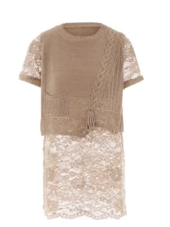 Usha Damen Pullover in taupe - Ausschnitt: Rundhals