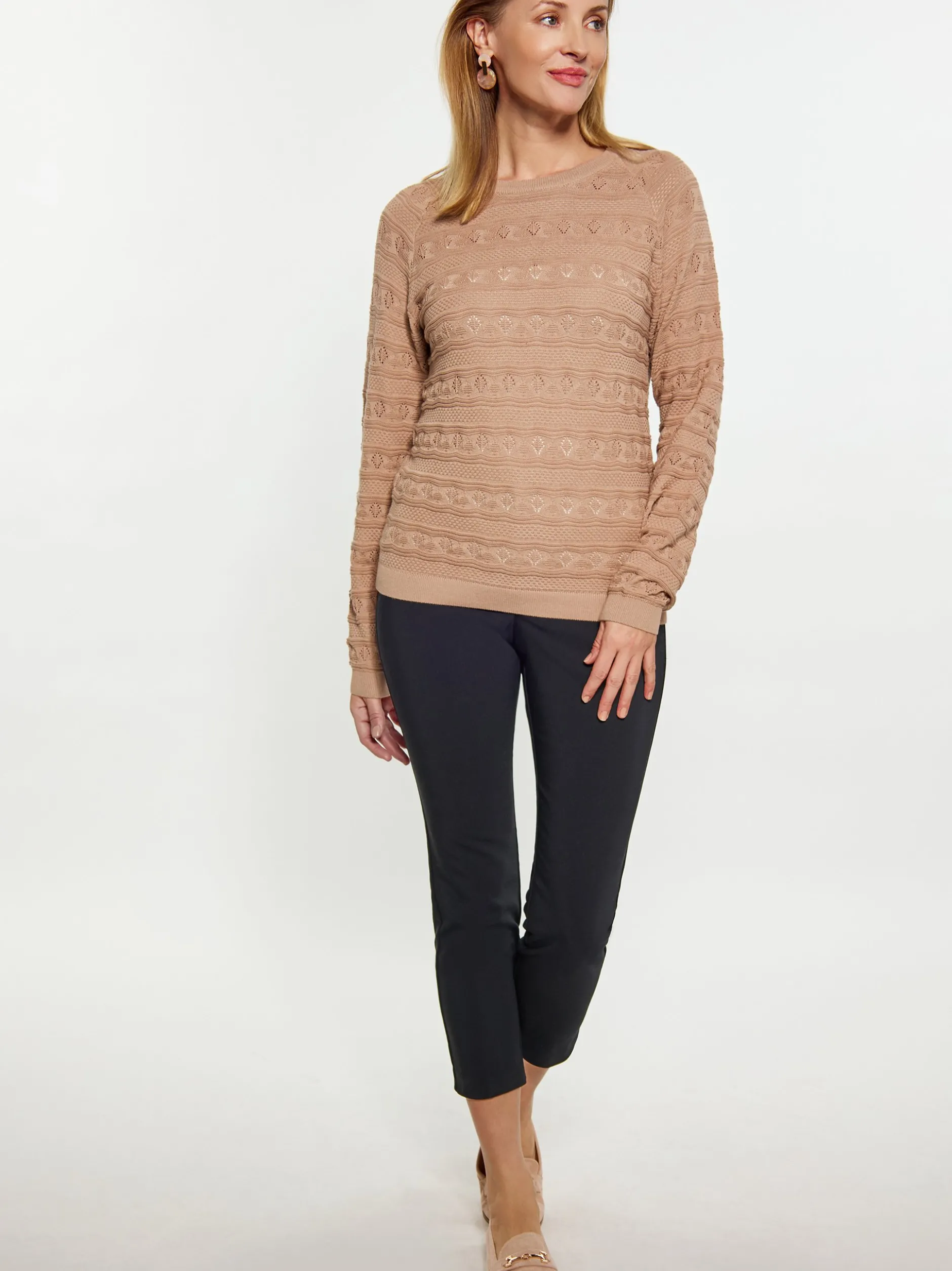 Usha Damen Pullover in taupe - Ausschnitt: Rundhals
