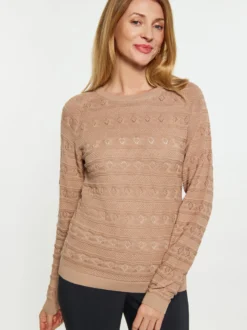 Usha Damen Pullover in taupe - Ausschnitt: Rundhals