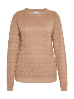 Usha Damen Pullover in taupe - Ausschnitt: Rundhals