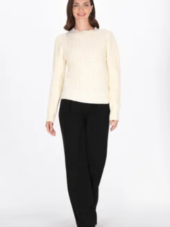 Usha Damen Pullover in weiß - Ausschnitt: Rundhals