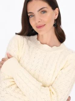 Usha Damen Pullover in weiß - Ausschnitt: Rundhals
