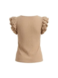 Usha Damen Rüschentop in camel
