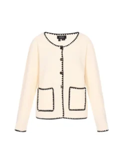 Usha Damen Strickjacke in beige - Ausschnitt: Rundhals