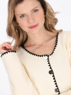 Usha Damen Strickjacke in beige - Ausschnitt: Rundhals