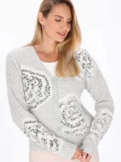 Usha Damen Strickjacke in grau