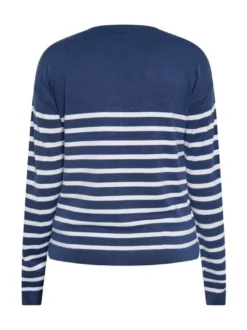 Usha Damen Strickjacke in marine - Ausschnitt: Rundhals