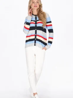 Usha Damen Strickjacke in marine - Ausschnitt: Rundhals