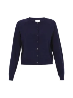 Usha Damen Strickjacke in marine - Ausschnitt: Rundhals