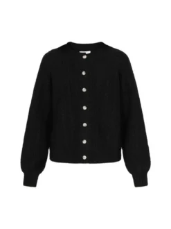 Usha Damen Strickjacke in schwarz - Ausschnitt: Rundhals