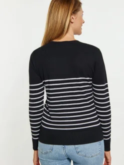 Usha Damen Strickjacke in schwarz - Ausschnitt: Rundhals