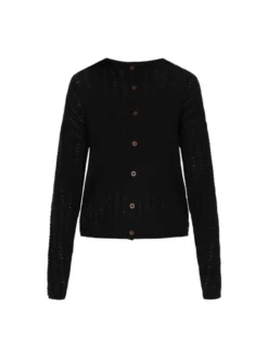 Usha Damen Strickjacke in schwarz - Ausschnitt: Rundhals
