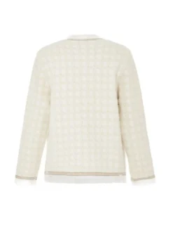 Usha Damen Strickjacke in weiß - Ausschnitt: Rundhals