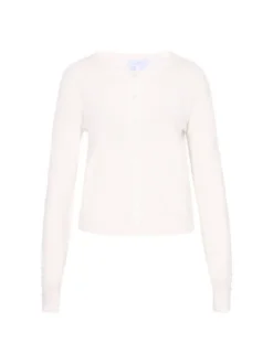 Usha Damen Strickjacke in weiß - Ausschnitt: Rundhals