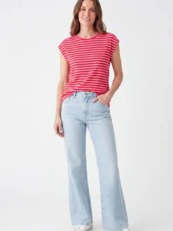 Usha Damen T-Shirt in rot - Ausschnitt: Rundhals