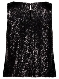 Vera Mont Damen Pailletten-Top in schwarz