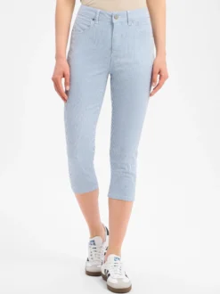 VG Damen Caprihose in hellblau weiß - Länge: verkürzt