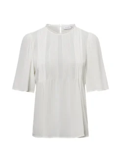 Vila Damen Kurzarm Blusenshirt - Visefina in ecru