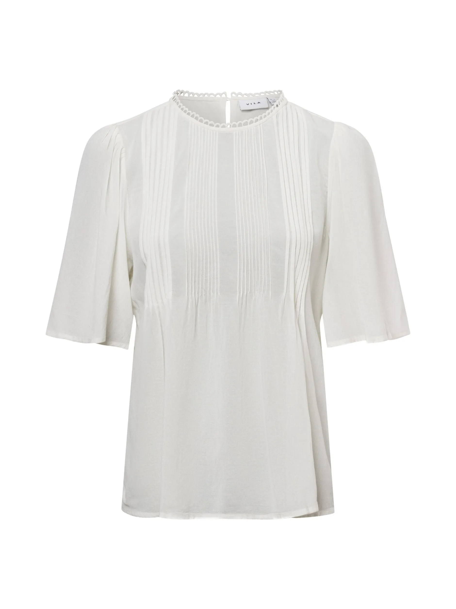 Vila Damen Kurzarm Blusenshirt - Visefina in ecru