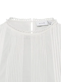 Vila Damen Kurzarm Blusenshirt - Visefina in ecru
