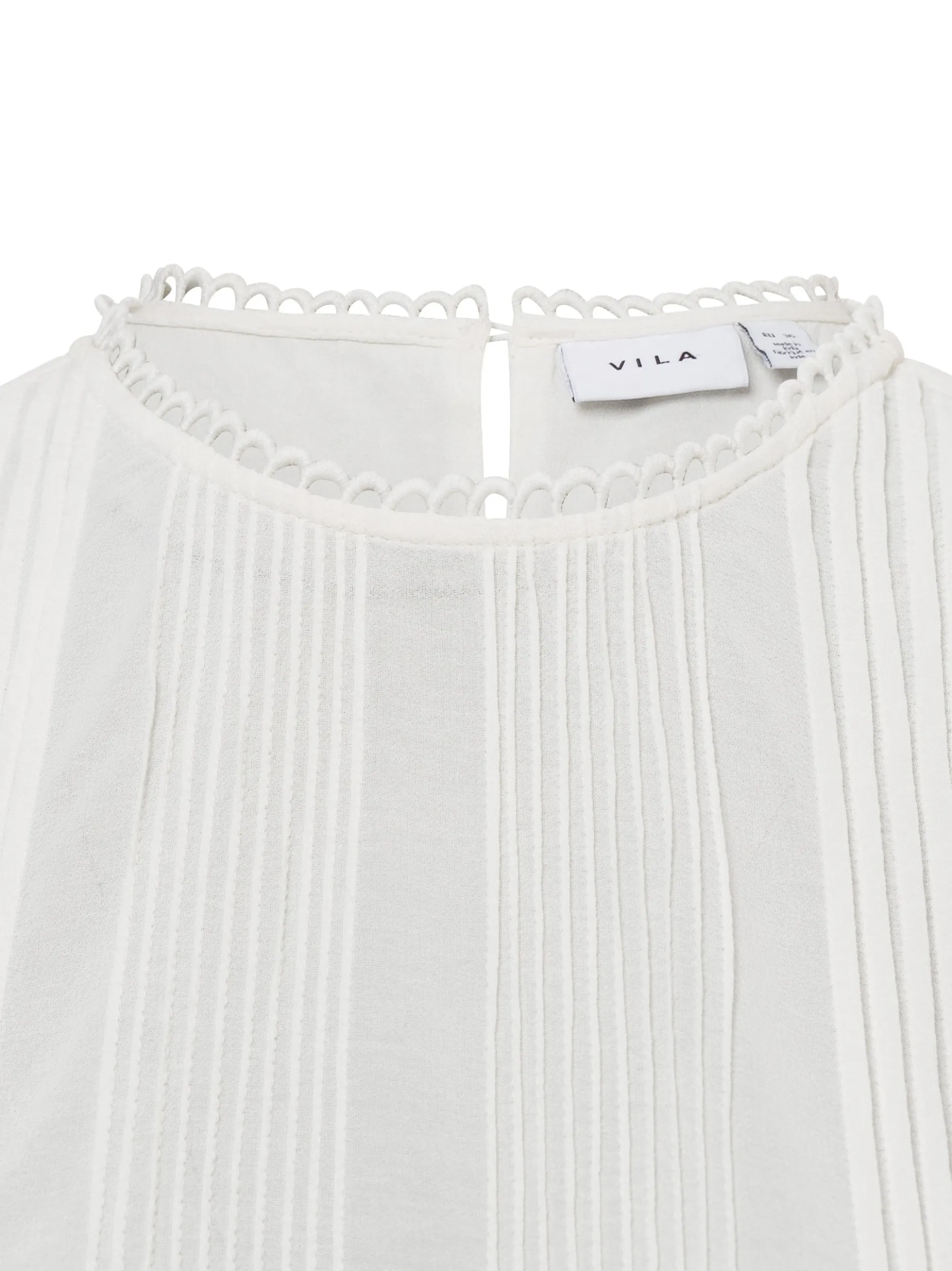 Vila Damen Kurzarm Blusenshirt - Visefina in ecru