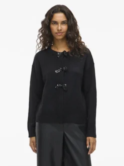 Vila Damen Strickjacke - VIBrianna in schwarz