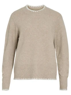 Vila Damen Strickpullover - VIHefna in beige