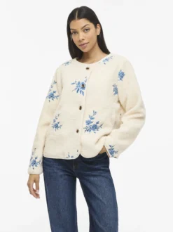 Vila Damen Teddy-Jacke - VIAda in sand indigo
