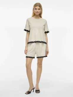 Vila Damen T-Shirt - VICalisa in sand schwarz