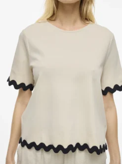 Vila Damen T-Shirt - VICalisa in sand schwarz