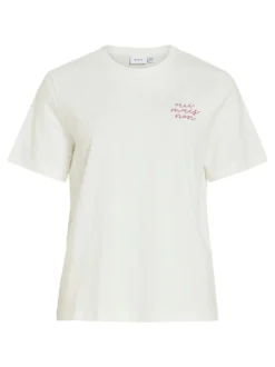 Vila Damen T-Shirt - VISybilla Cherry in weiß himbeer