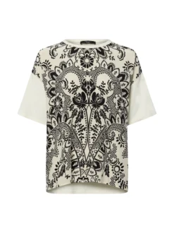 Weekend Max Mara Damen T-Shirt mit Seidenanteil - Pampas in beige schwarz