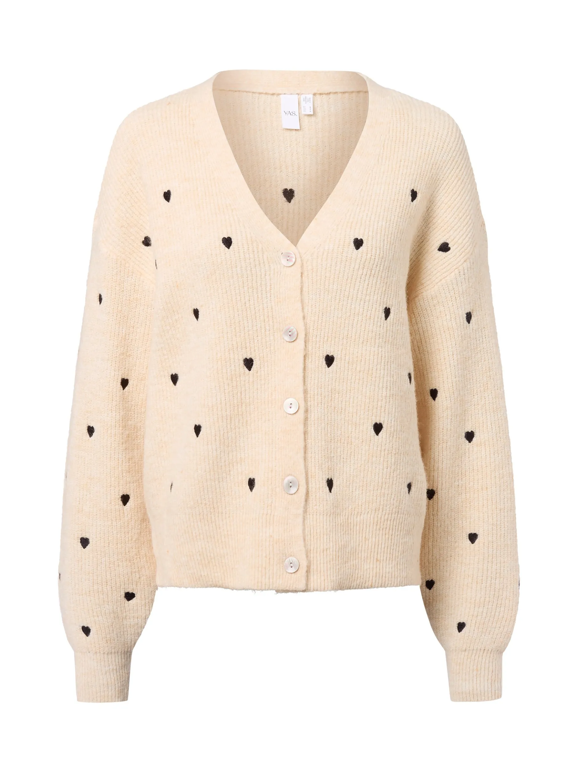 Y.A.S Damen Strickjacke mit Alpaka-Anteil - YASBow in sand schwarz