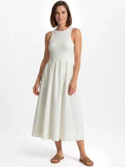Y.A.S Damen Trägerkleid - YASMiri in ecru - Länge: lang