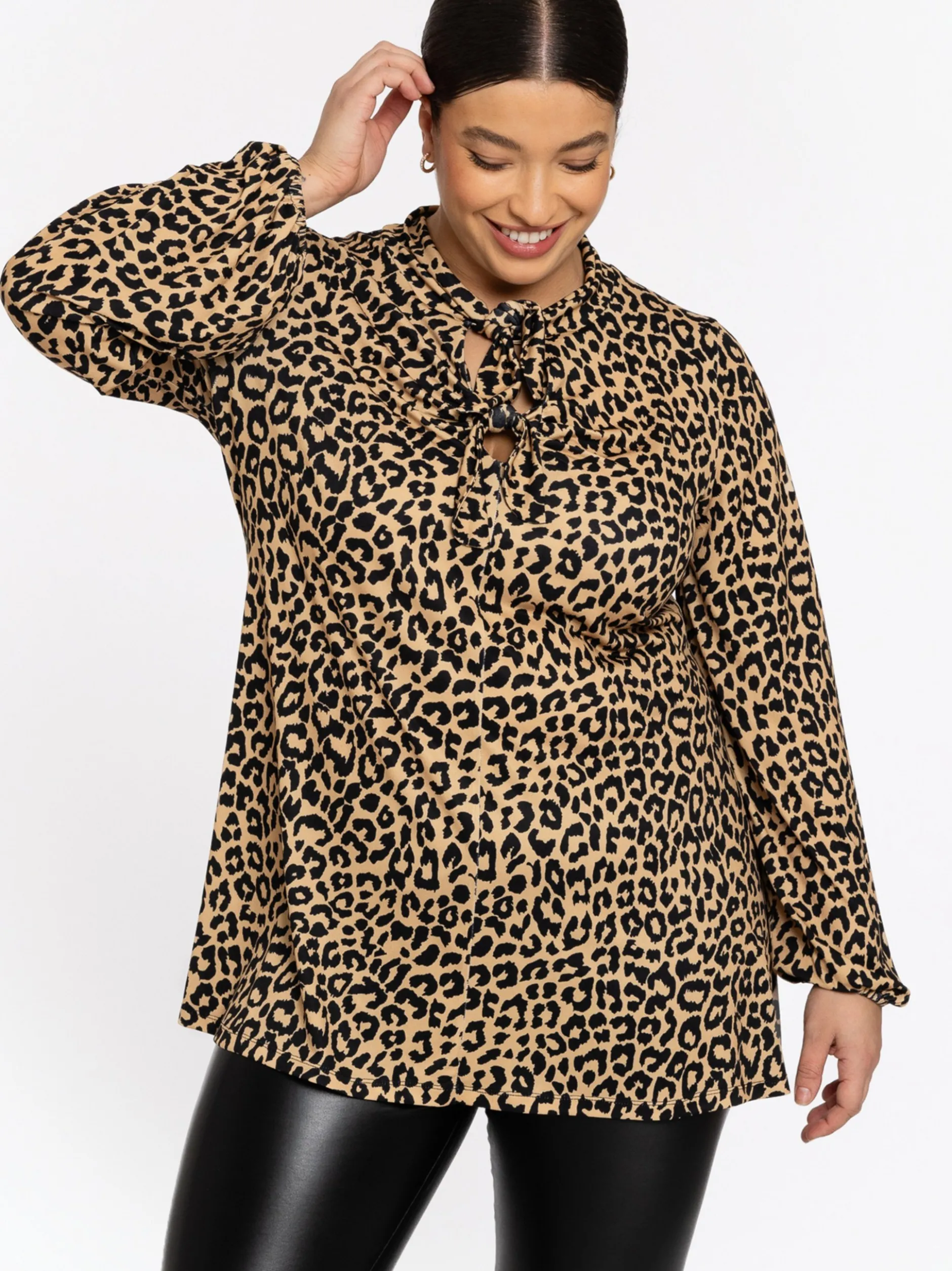 YOEK Damen Bluse in beige schwarz