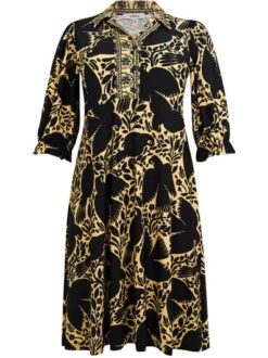 YOEK Damen Kleid in schwarz gelb