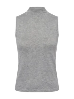 zero Damen Stricktop in hellgrau - Ärmel: ohne Arm