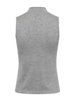 zero Damen Stricktop in hellgrau - Ärmel: ohne Arm