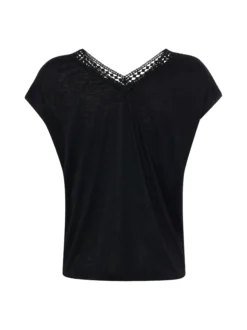 zero Damen T-Shirt in schwarz - Ausschnitt: V-Ausschnitt