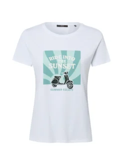 zero Damen T-Shirt in weiß mint - Ausschnitt: Rundhals